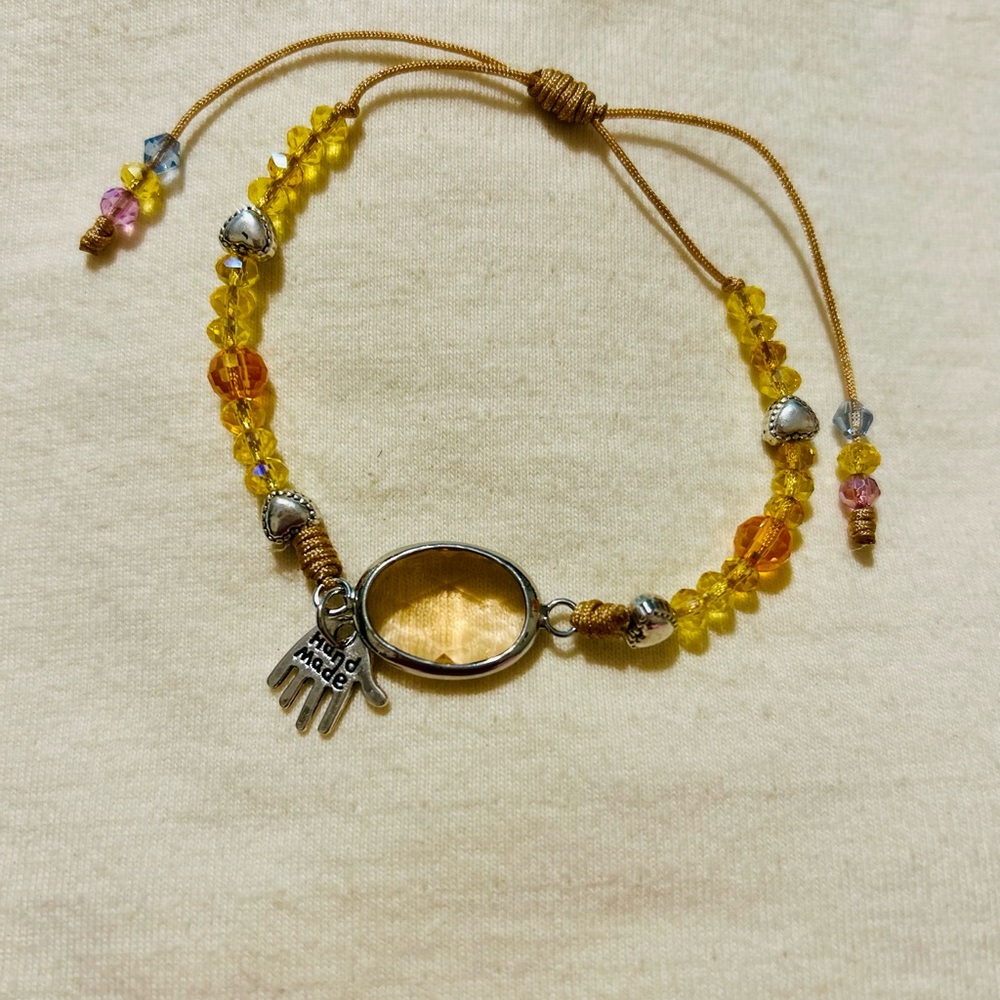 Warm-Toned Beaded Bracelet with Golden Accents